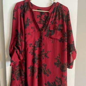 Torrid Harper - Red Floral Tunic Blouse size 1